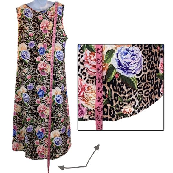 Open Front Sleeveless Duster Cardigan L Asymmetrical Leopard Floral Boho Western - Picture 10 of 13